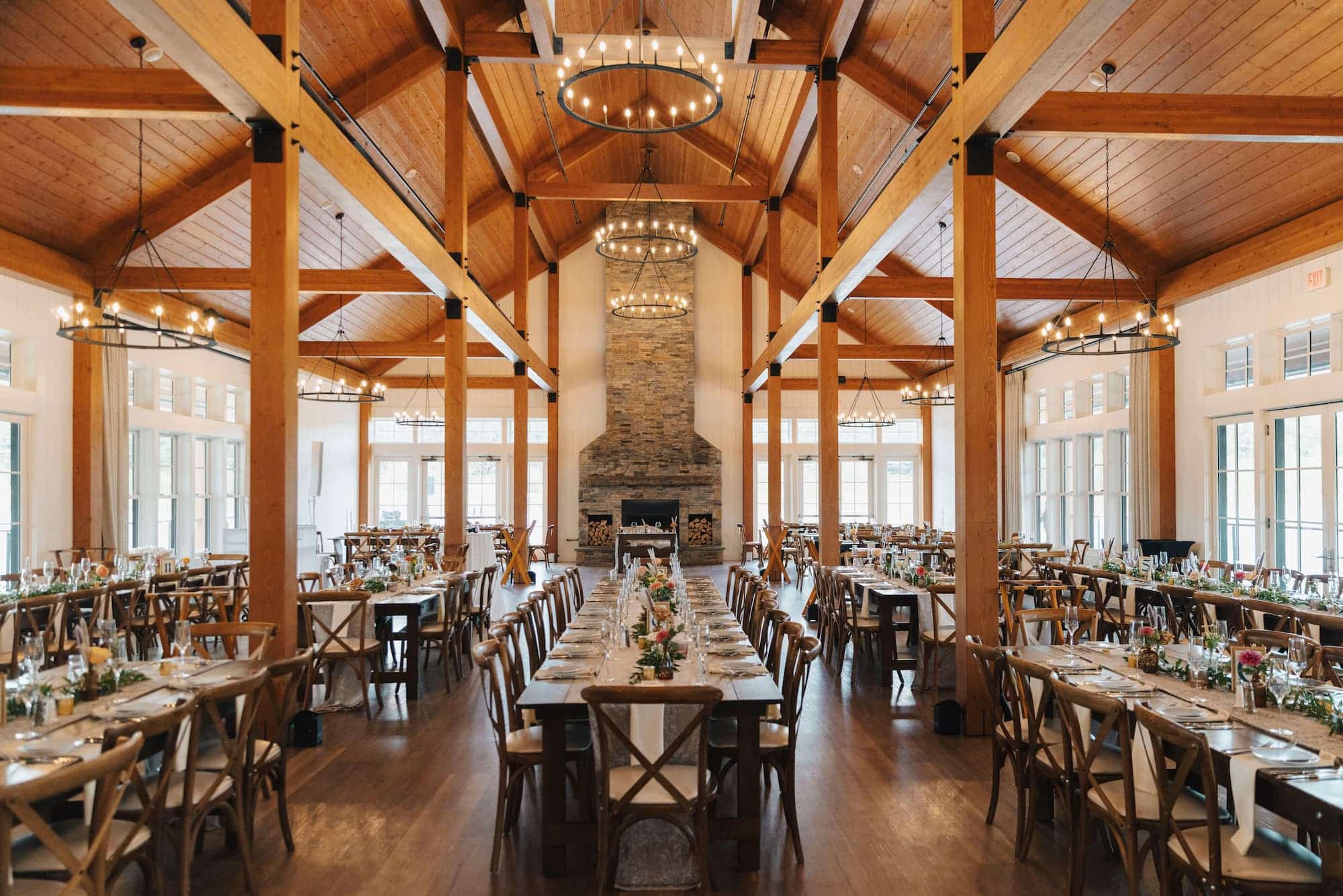 Lakehouse wedding reception venue at Owl's Nest Resort in New Hampshire's White Mountains.