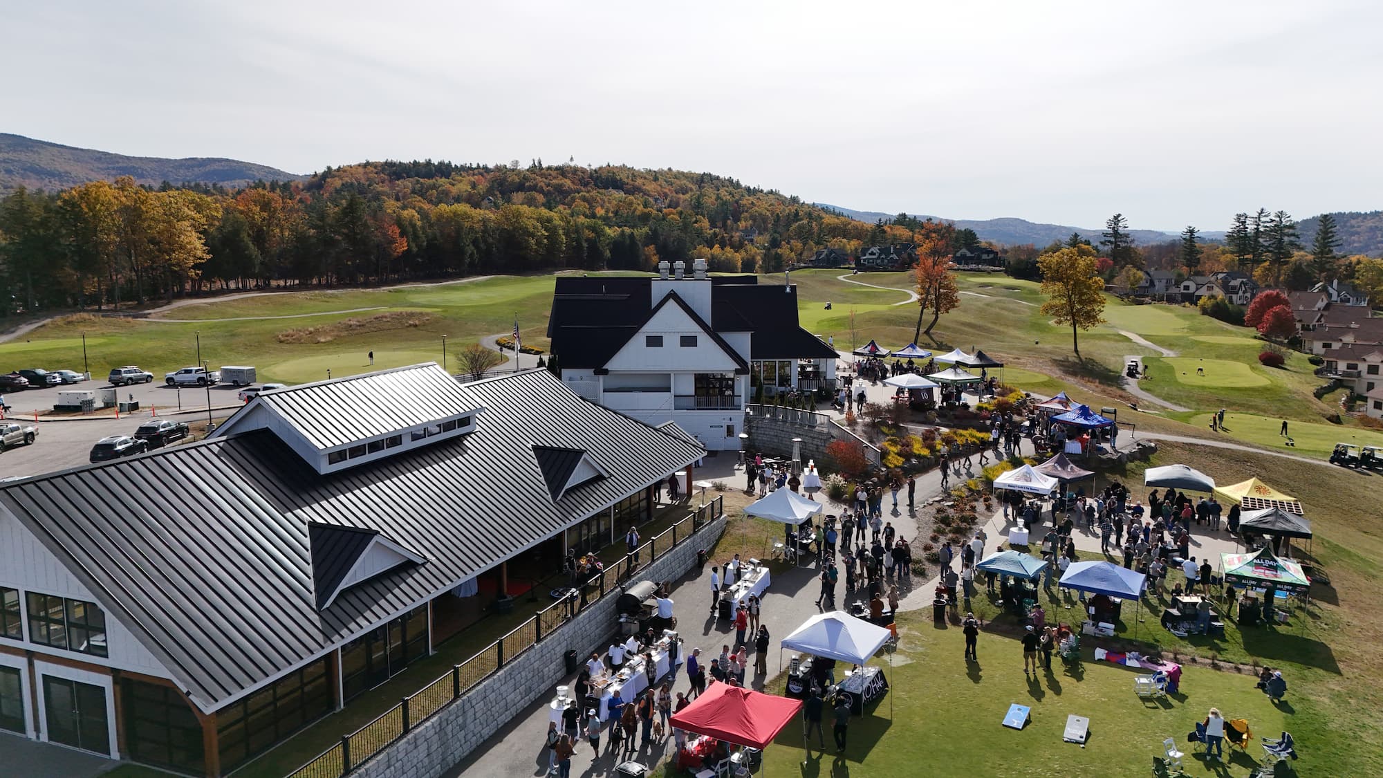 Aerial view of customers and vendors at Beer Walk.