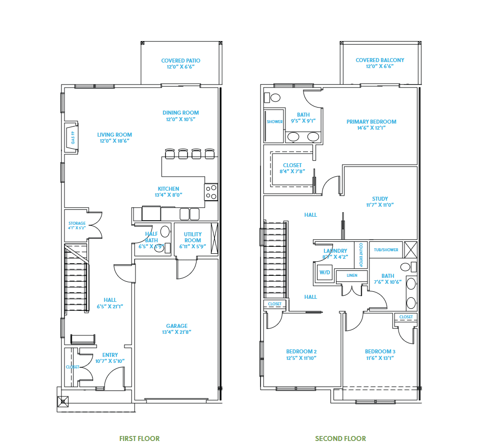 Solstice floor plan, first and second floor
